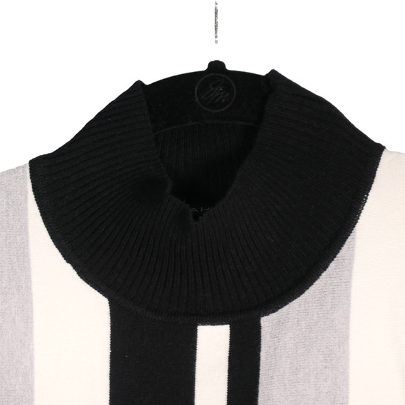 T Tahari Mock Neck Tank Sweater Womens Small Black Gray Striped Sleeveless - Picture 5 of 7